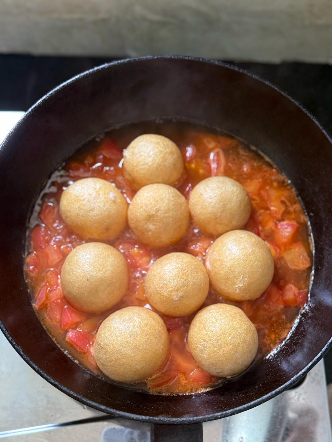 番茄虾滑酿面筋