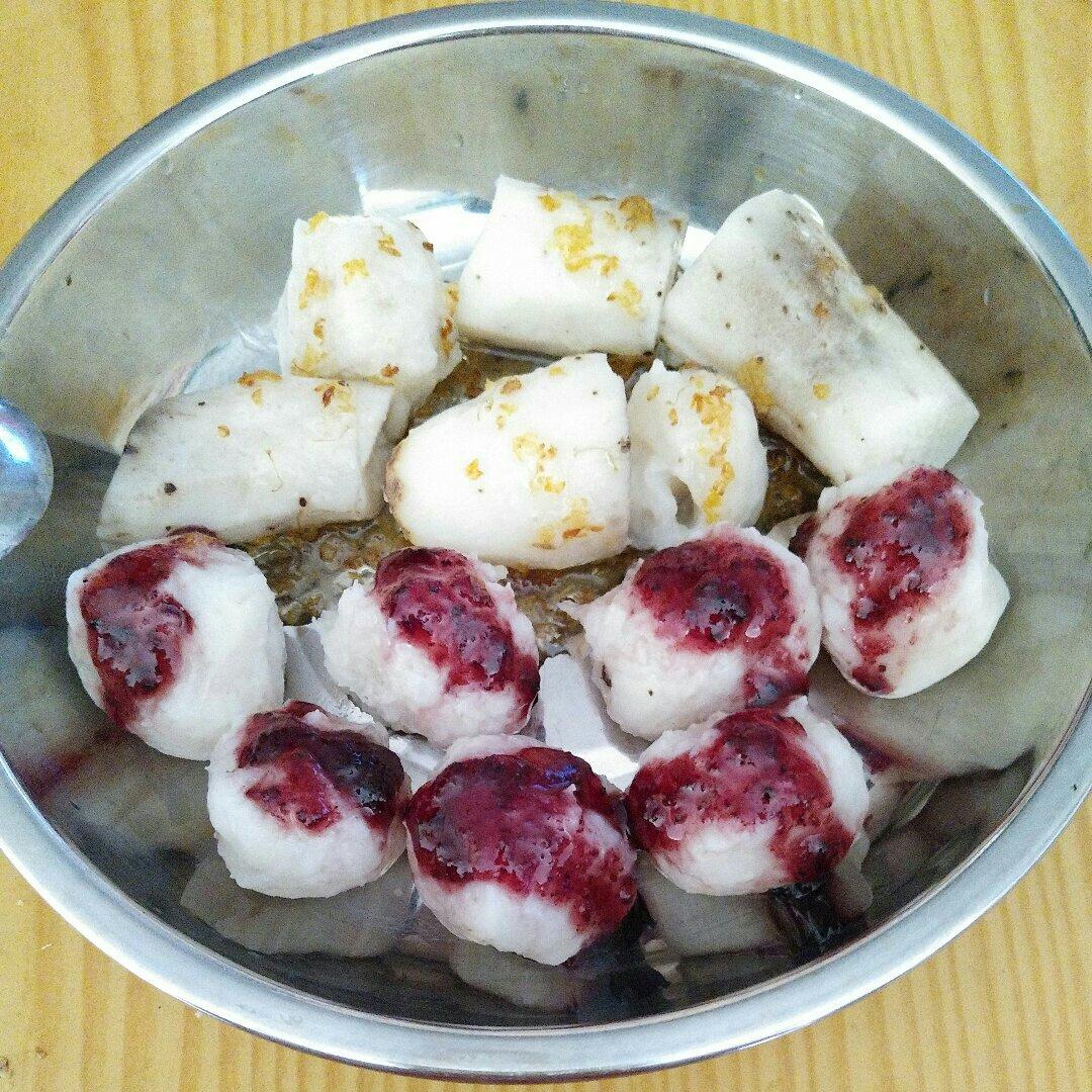 椰苏做的蓝莓山药泥