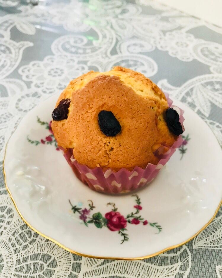 10分钟搞定的蓝莓麦芬，顶着大大的蘑菇头~