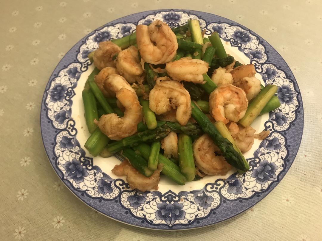 清炒芦笋虾仁