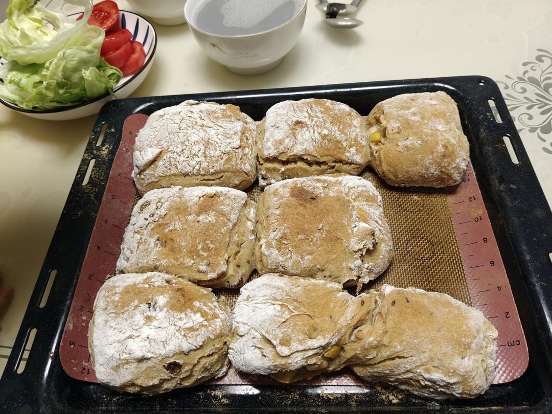 【不揉面】100%全麦拖鞋面包（恰巴塔）