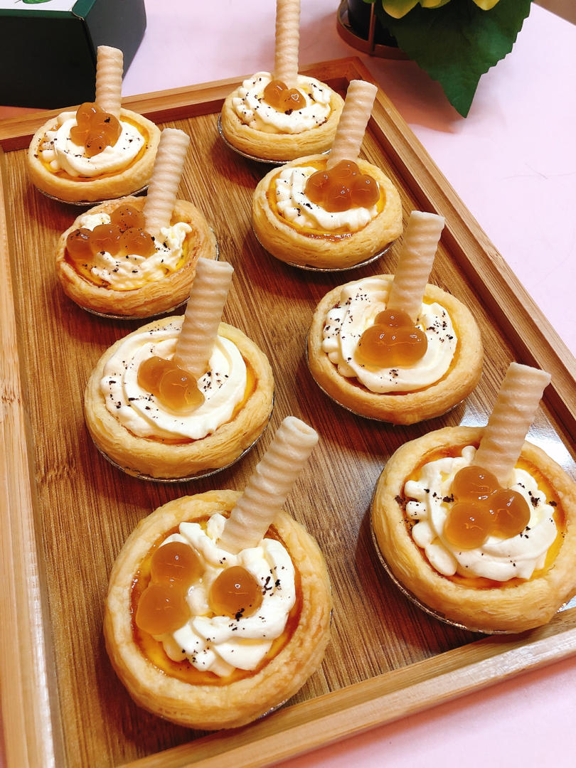jia家嘉jia做的自制黑糖珍珠蛋挞75外酥里弹好吃到飞起