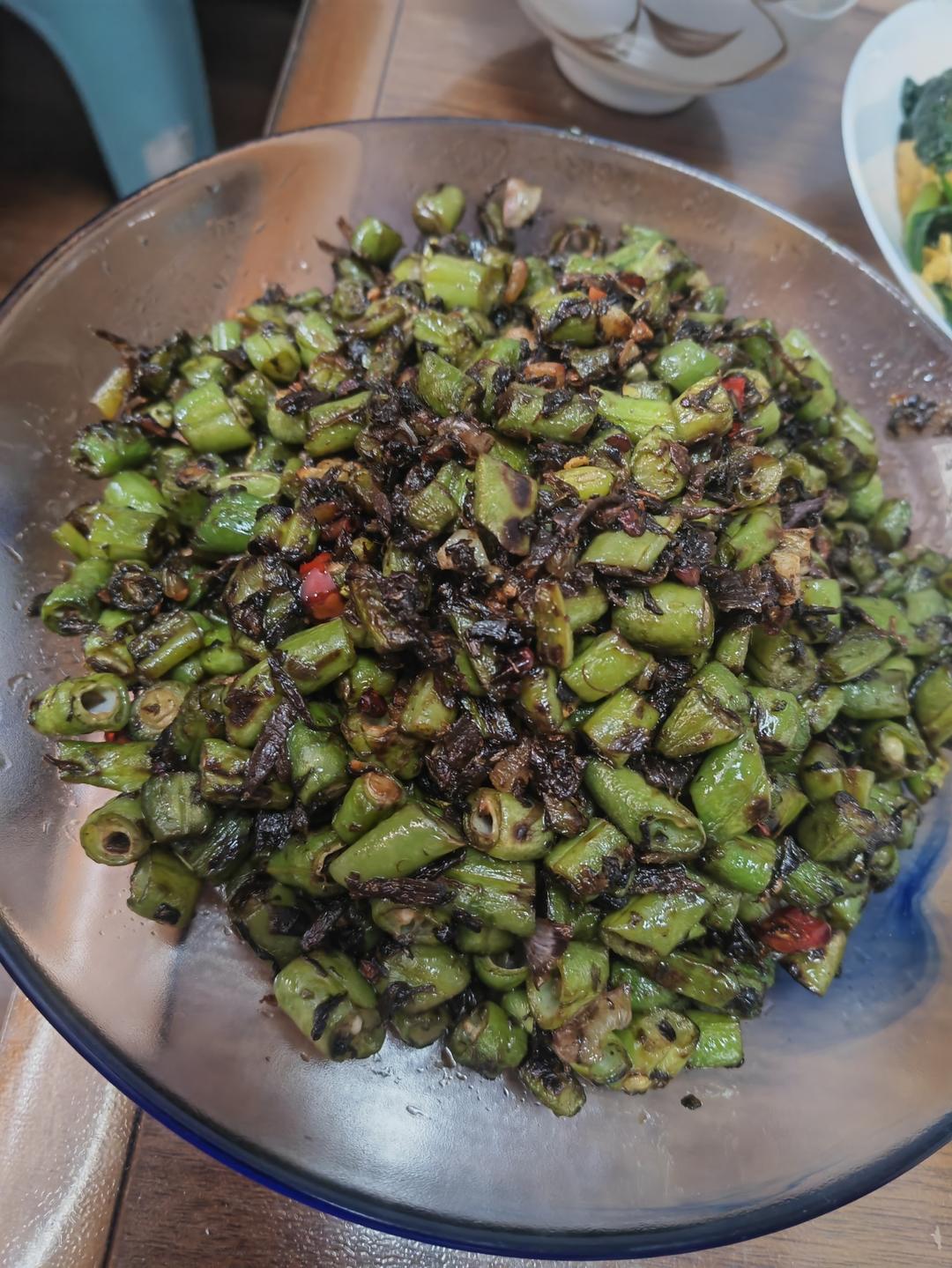 榄菜肉末炒豆角