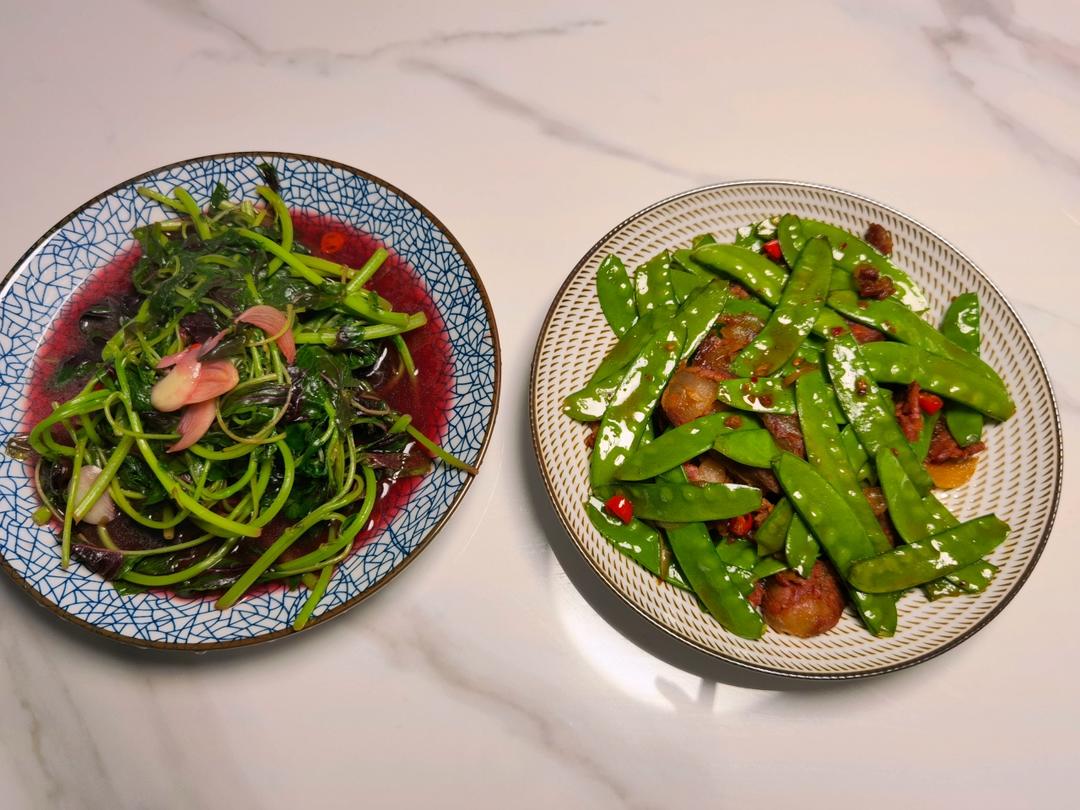 腊肠炒荷兰豆