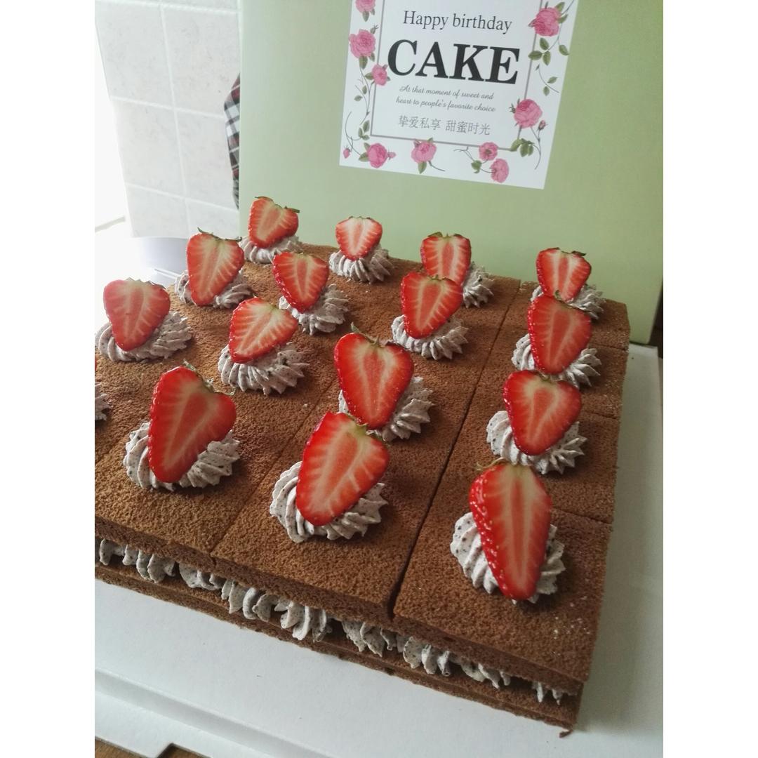 可可方形装饰蛋糕