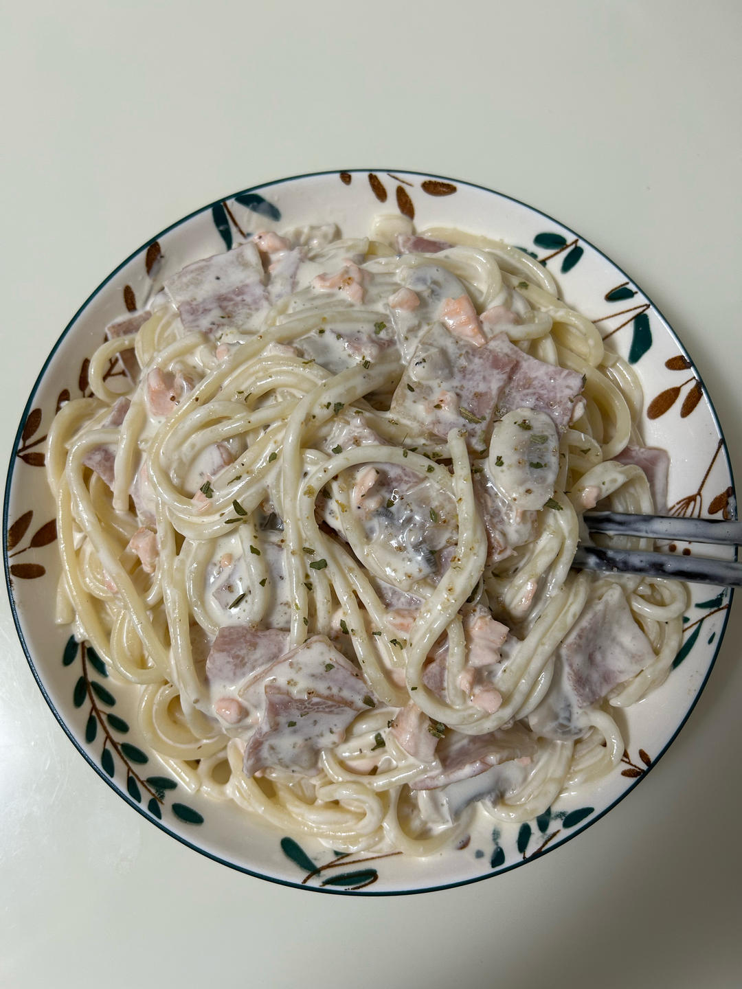 简单快手的奶油蘑菇培根意面