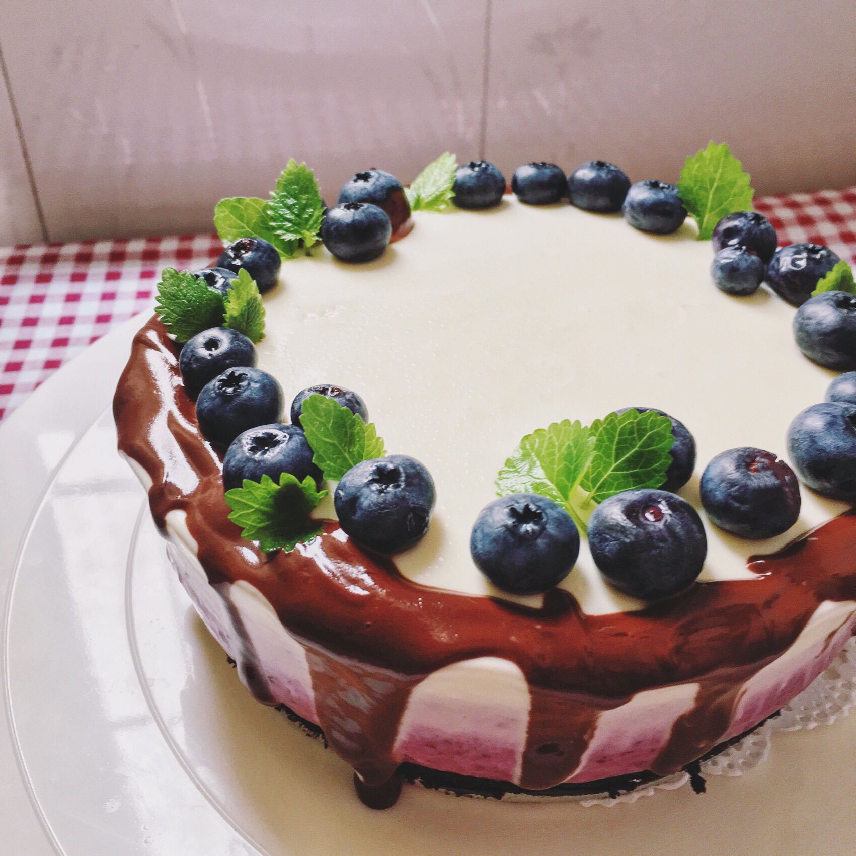 渐变蓝莓冻芝士蛋糕（免烤）