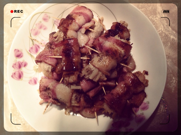 香煎培根金针菇卷