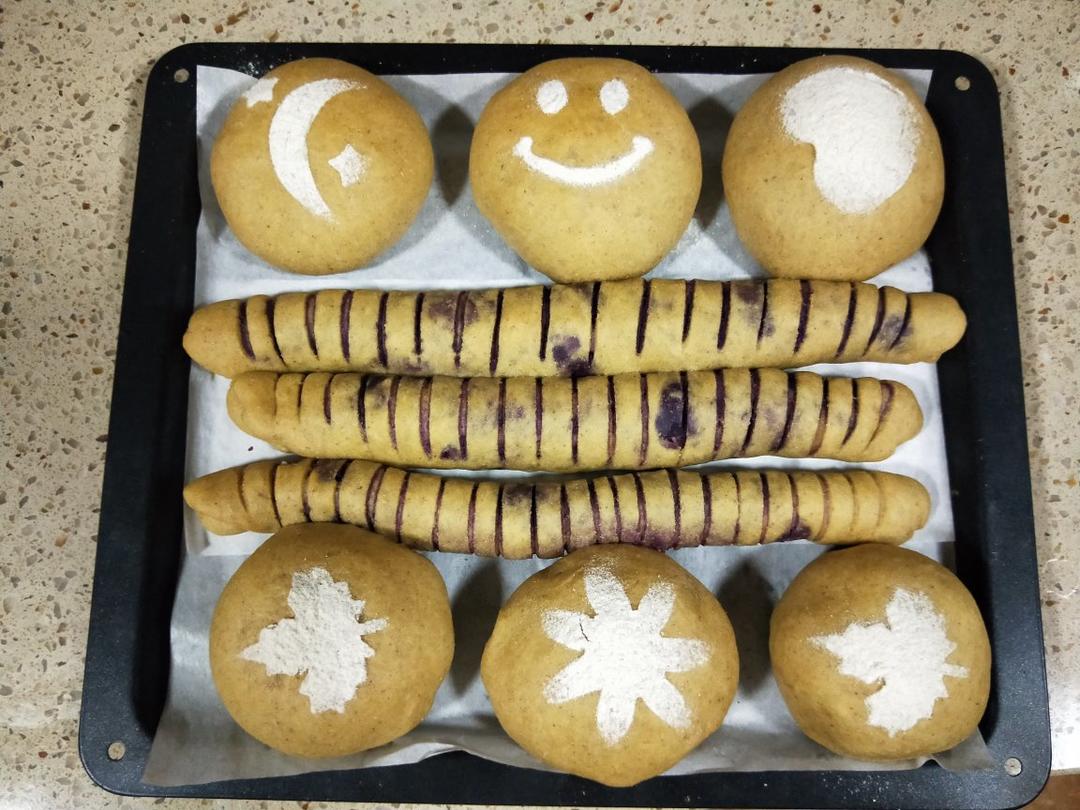 【减脂主食】无油无糖全麦紫薯软欧包