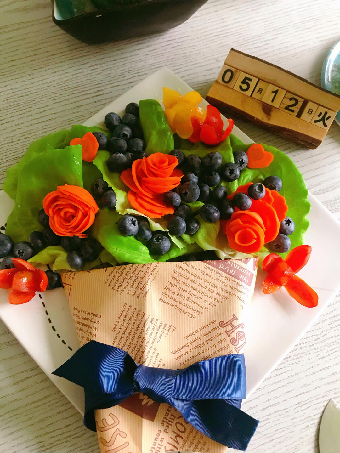 🌹胡萝卜玫瑰花(创意小盘饰の二)