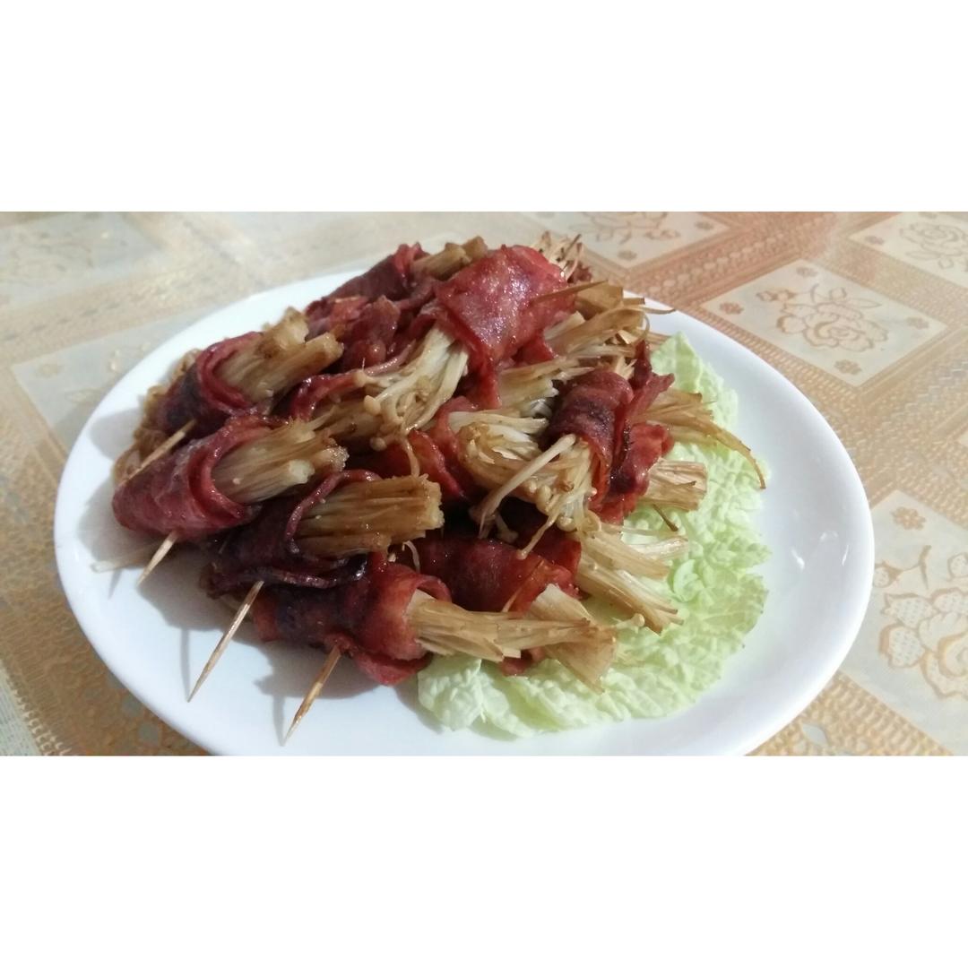 香烤培根金针菇卷