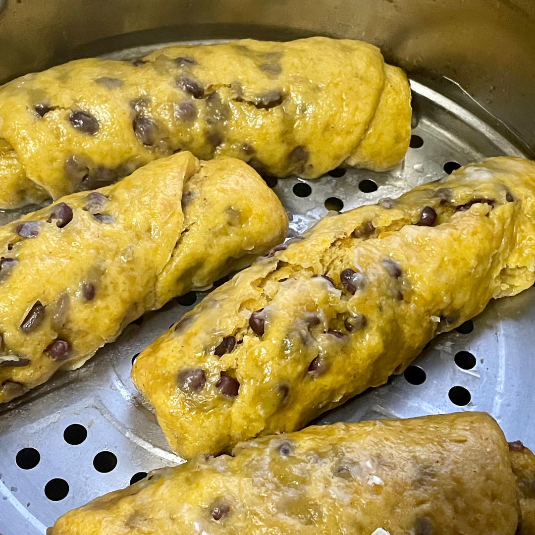 美味南瓜红豆卷，好看又好吃