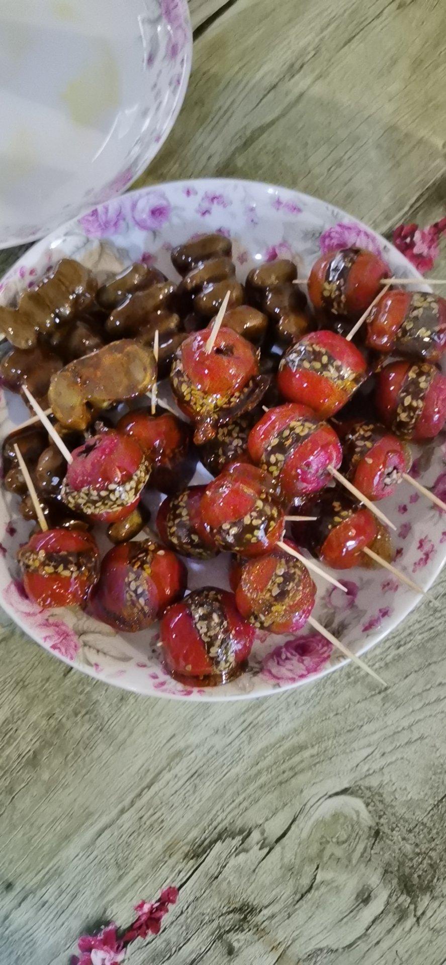 冰糖葫芦（豆沙馅）+山药豆糖葫芦不粘牙秘籍（超详细步骤哦）