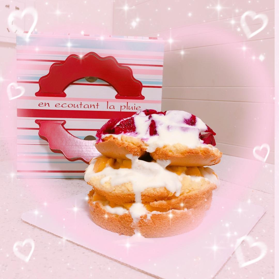 【零失败】不会裱花没关系的水果裸蛋糕 芒果裸蛋糕 完美戚风胚