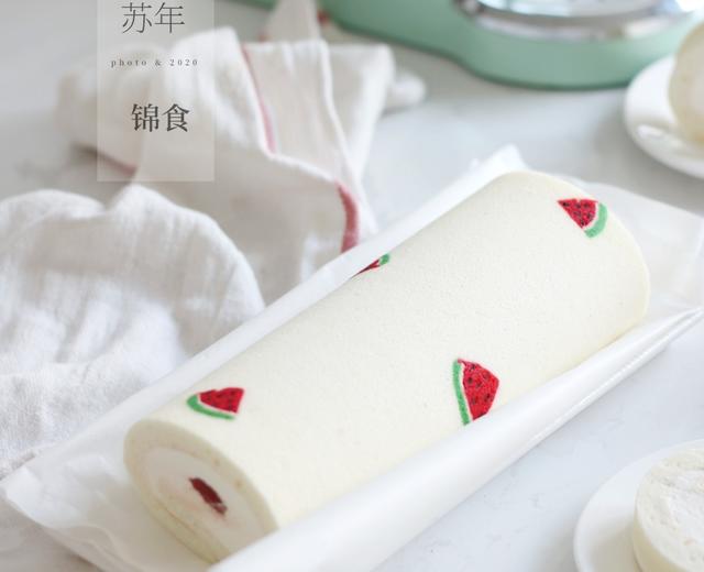 手绘西瓜🍉天使蛋糕卷→草莓蛋糕卷姊妹篇的做法