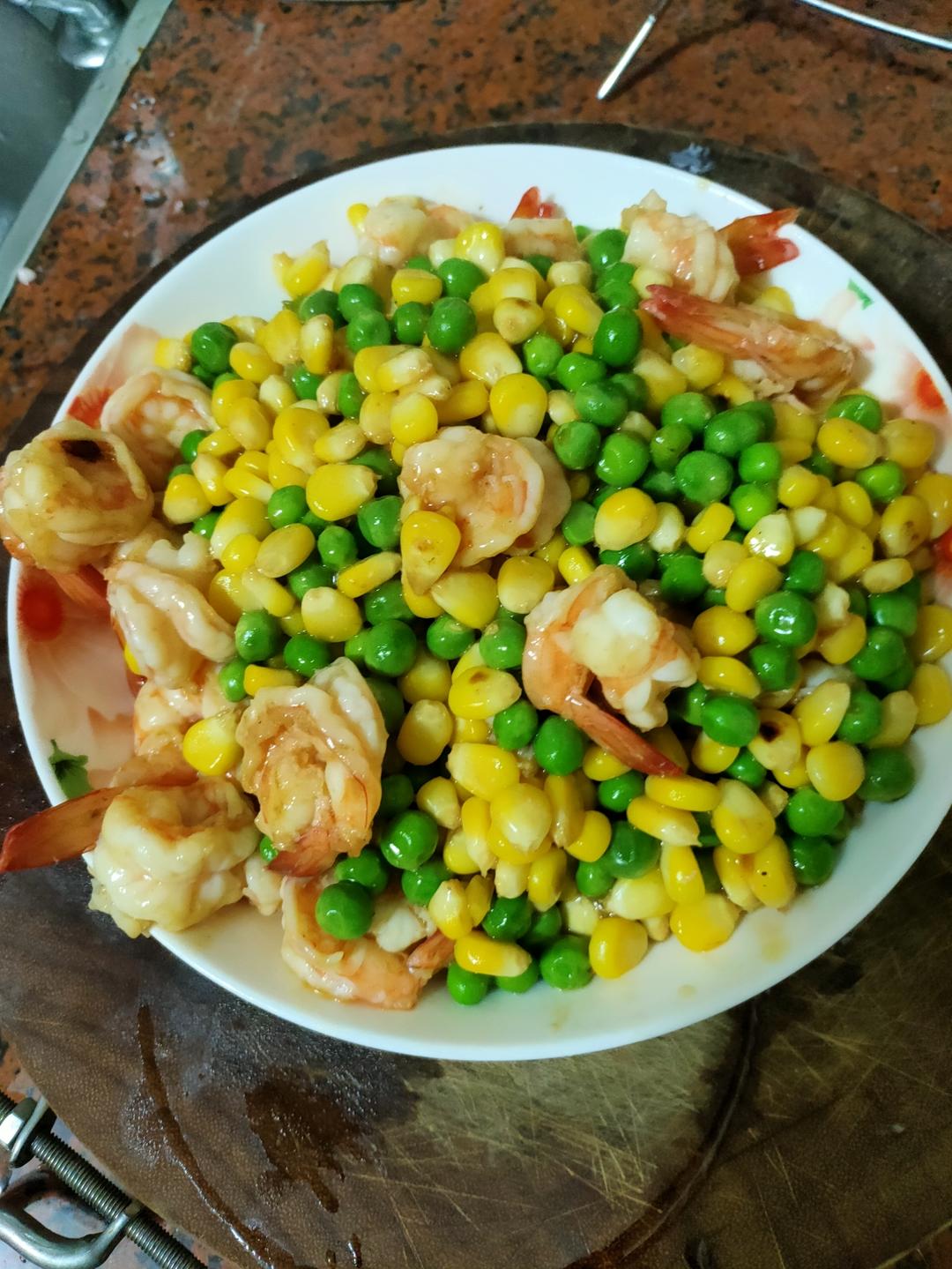 玉米青豆炒虾仁