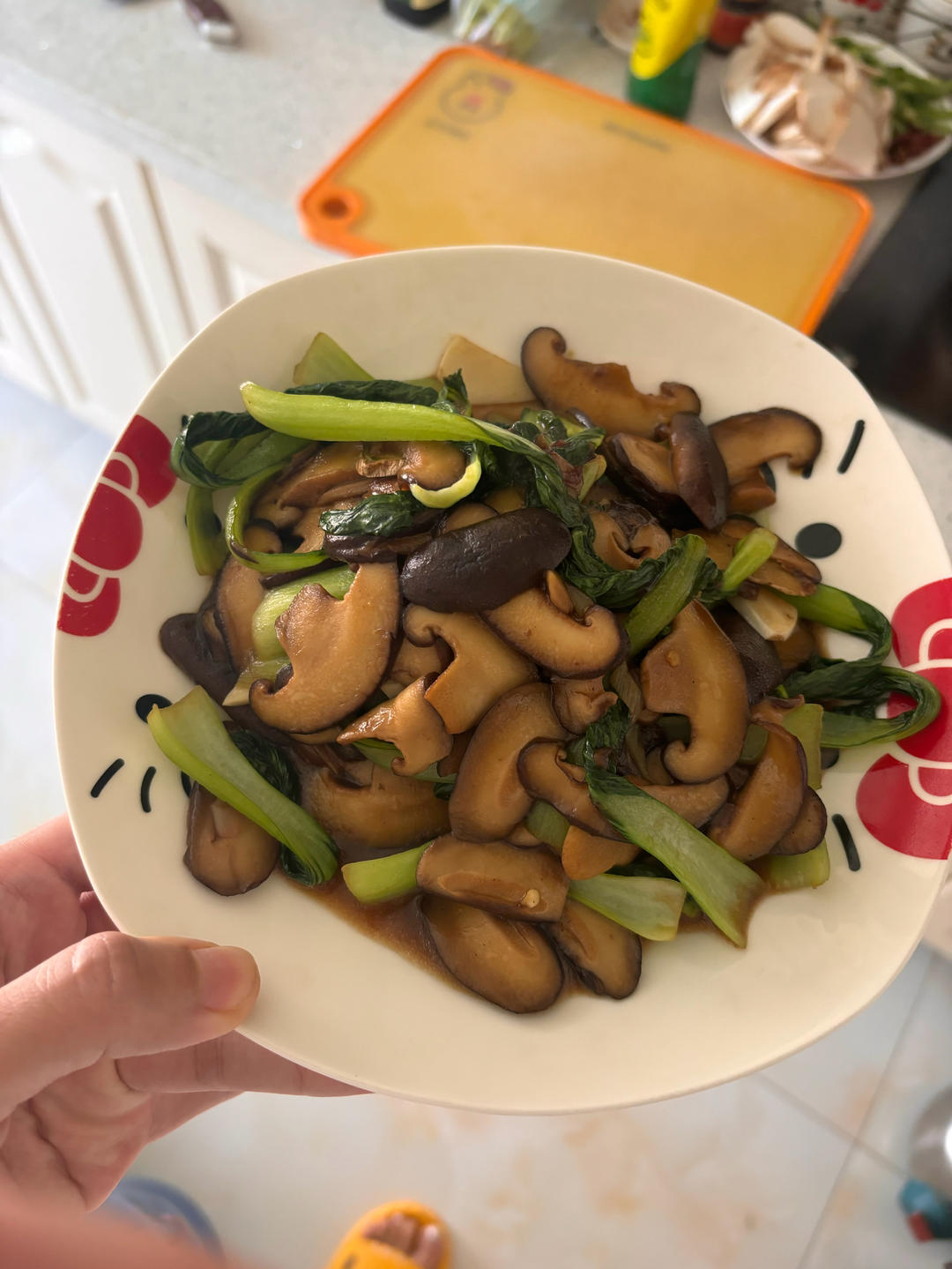简易版香菇扒油菜