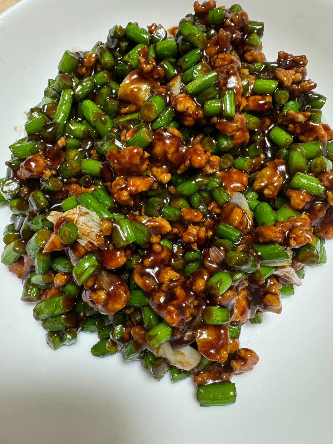 蒜苔炒肉末，三碗米饭都不够吃
