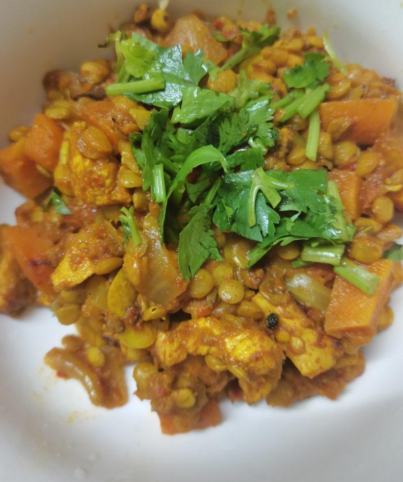 【中东style】低脂暖胃的咖喱鸡胸炖小扁豆