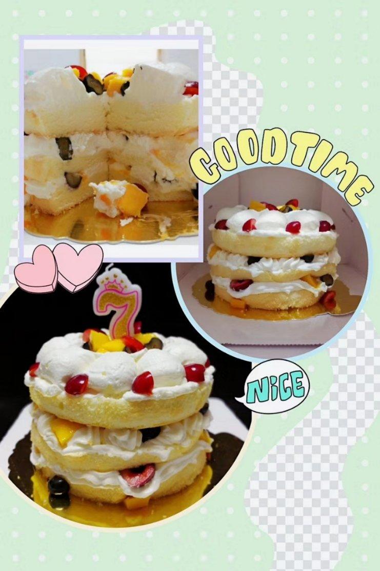 不会抹奶油也可以做的水果裸蛋糕～