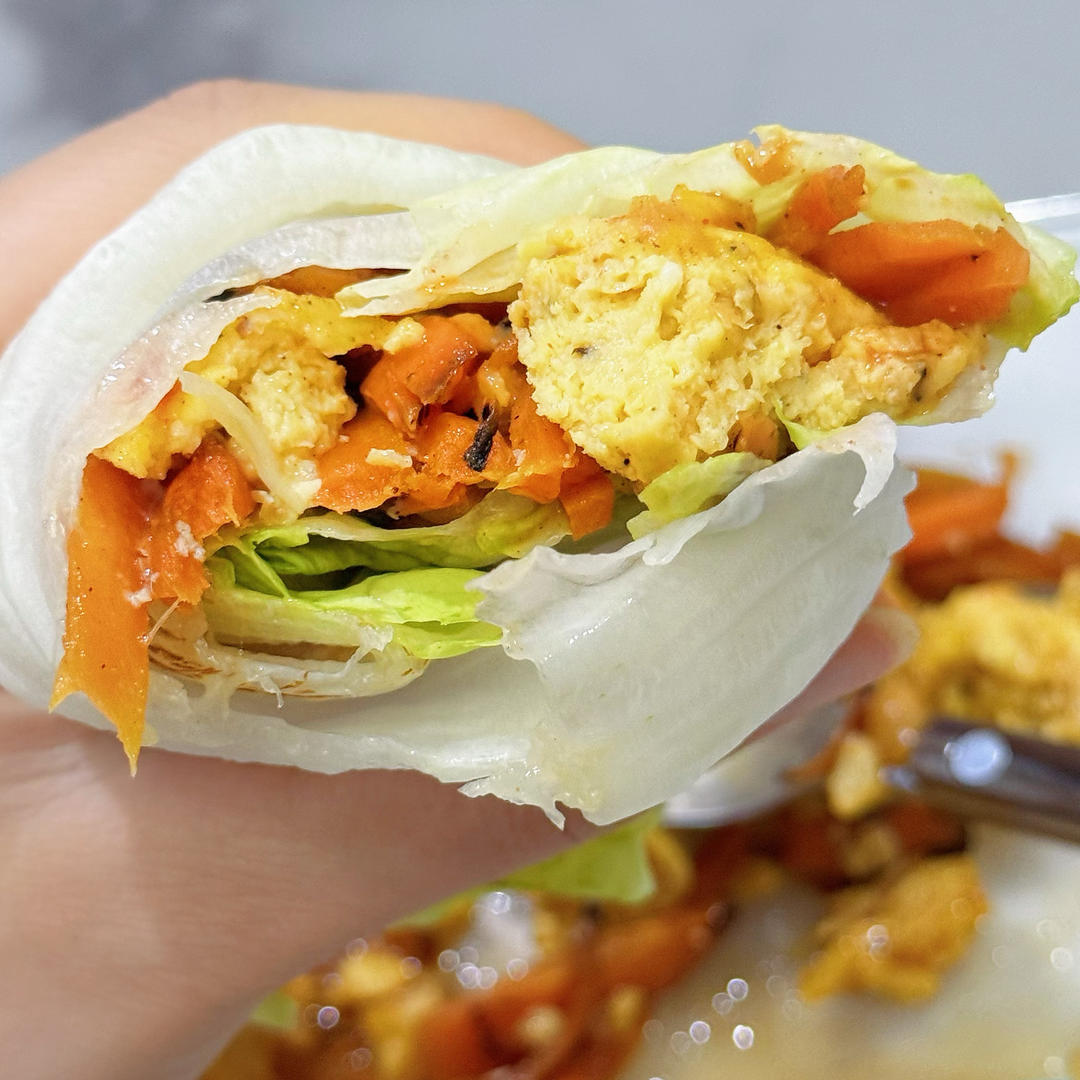 【健康三餐】咖喱鸡肉末生菜卷