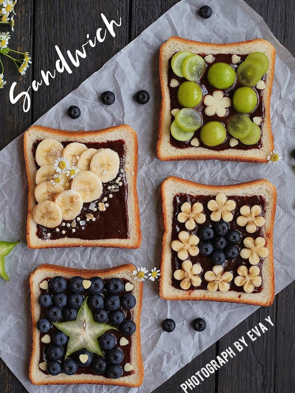 4款花式开放式水果三明治🔥附自制巧克力酱的做法