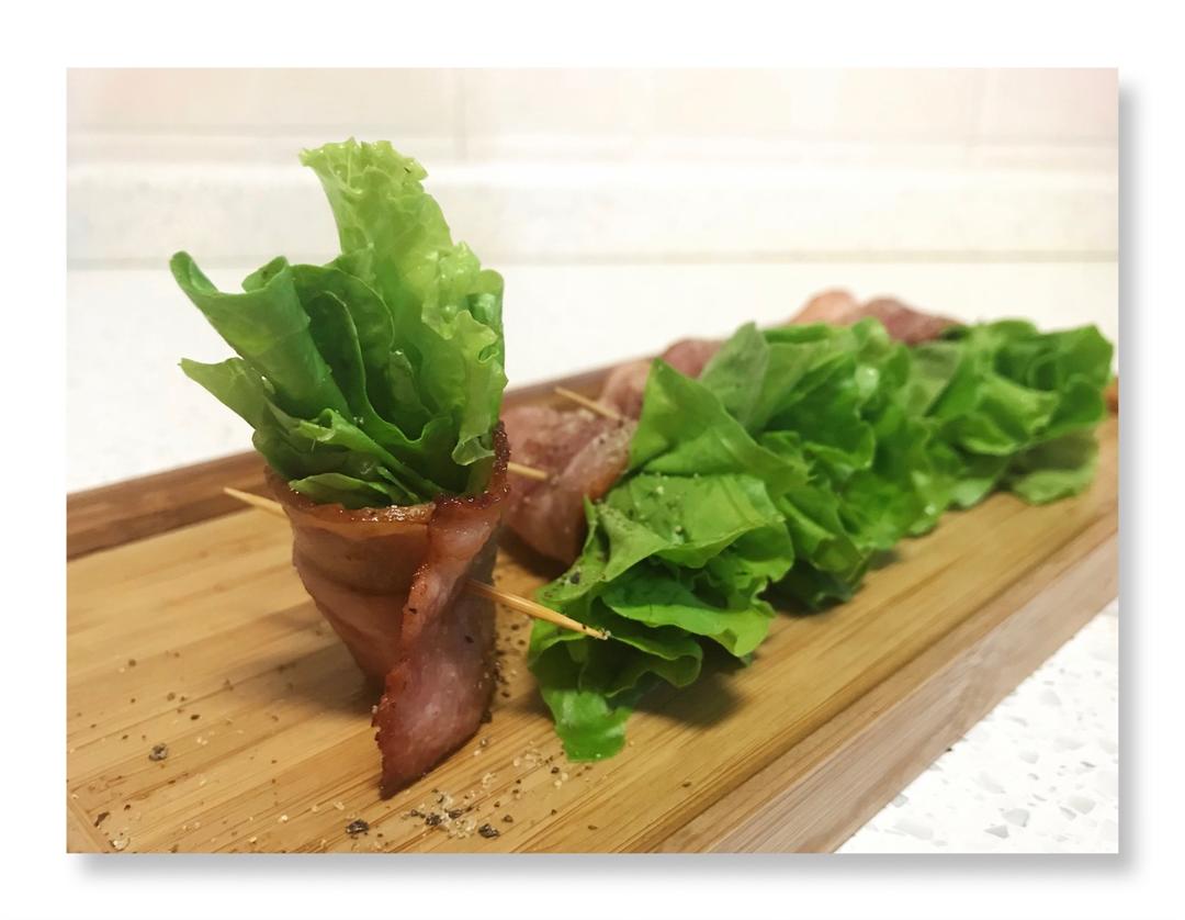 远兜近转做的培根生菜卷