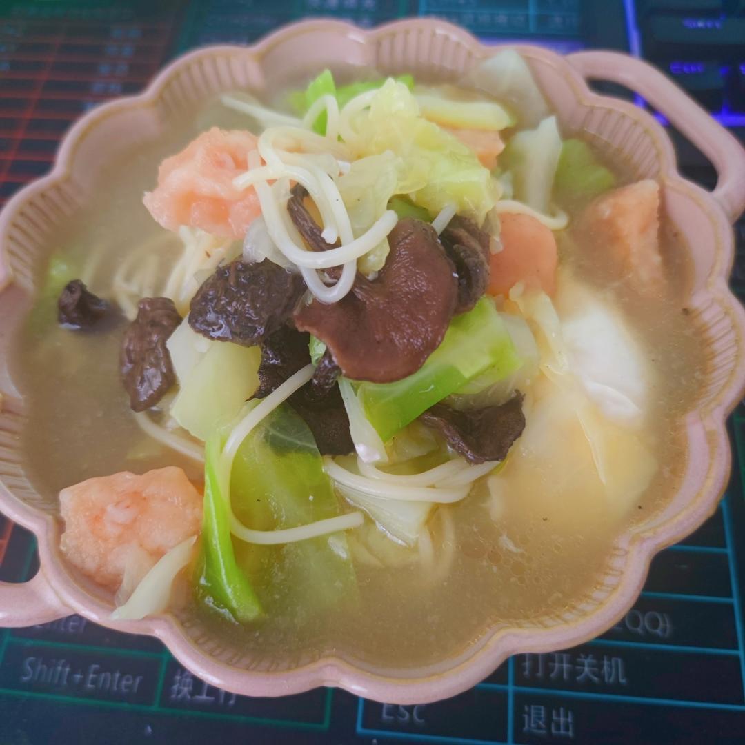 0油低卡！鲜香美味 ｜ 🍜味增虾滑乌冬面