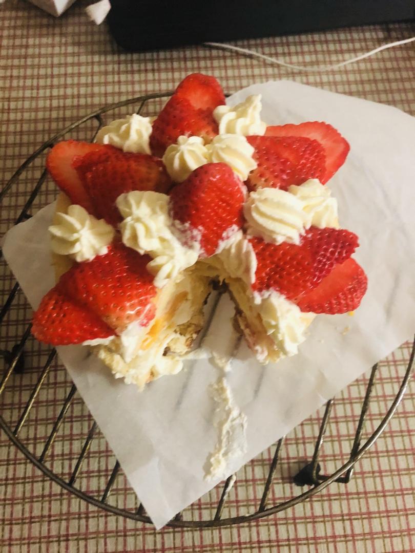 不会抹奶油也可以做的水果裸蛋糕～