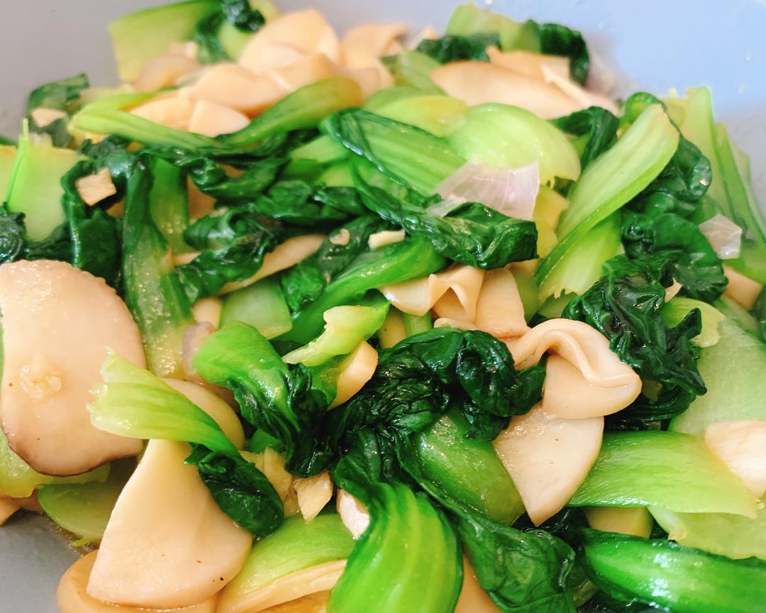 油菜炒杏鲍菇的做法
