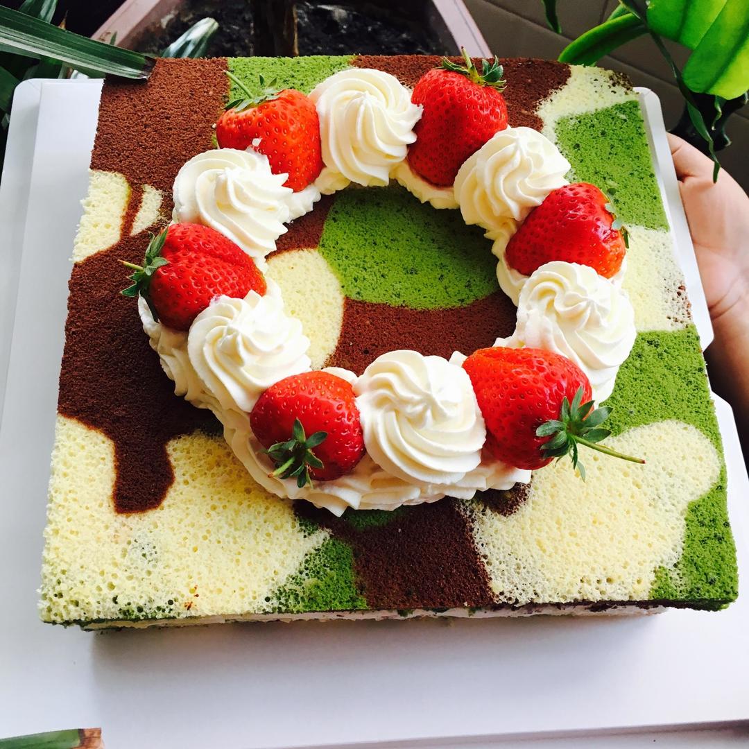 迷幻森林-迷彩奶油蛋糕的做法