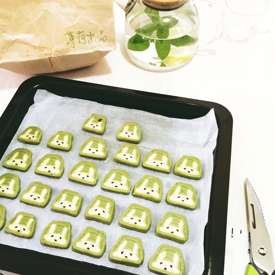 抹茶兔兔曲奇（比熊猫简单！超详细实物图+超良心手绘图）