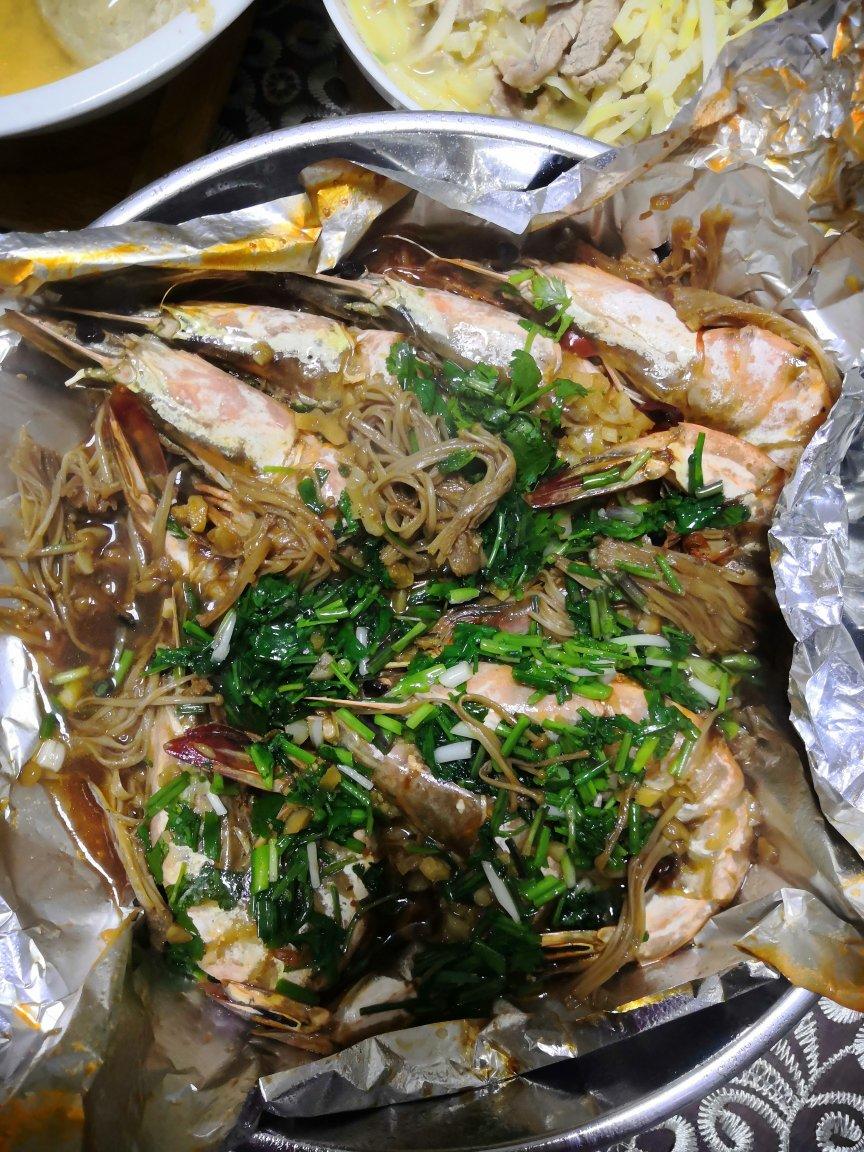 蒜蓉金针菇烤虾（烤箱）