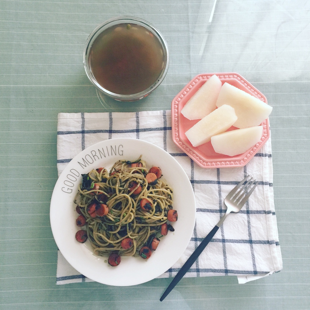 可能是最好吃系列--橄榄菜培根意面