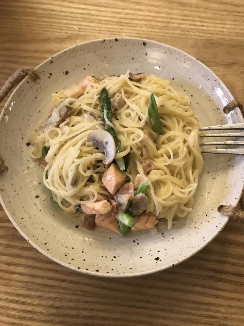 西餐大厨分享的奶油蘑菇培根意面秘方！