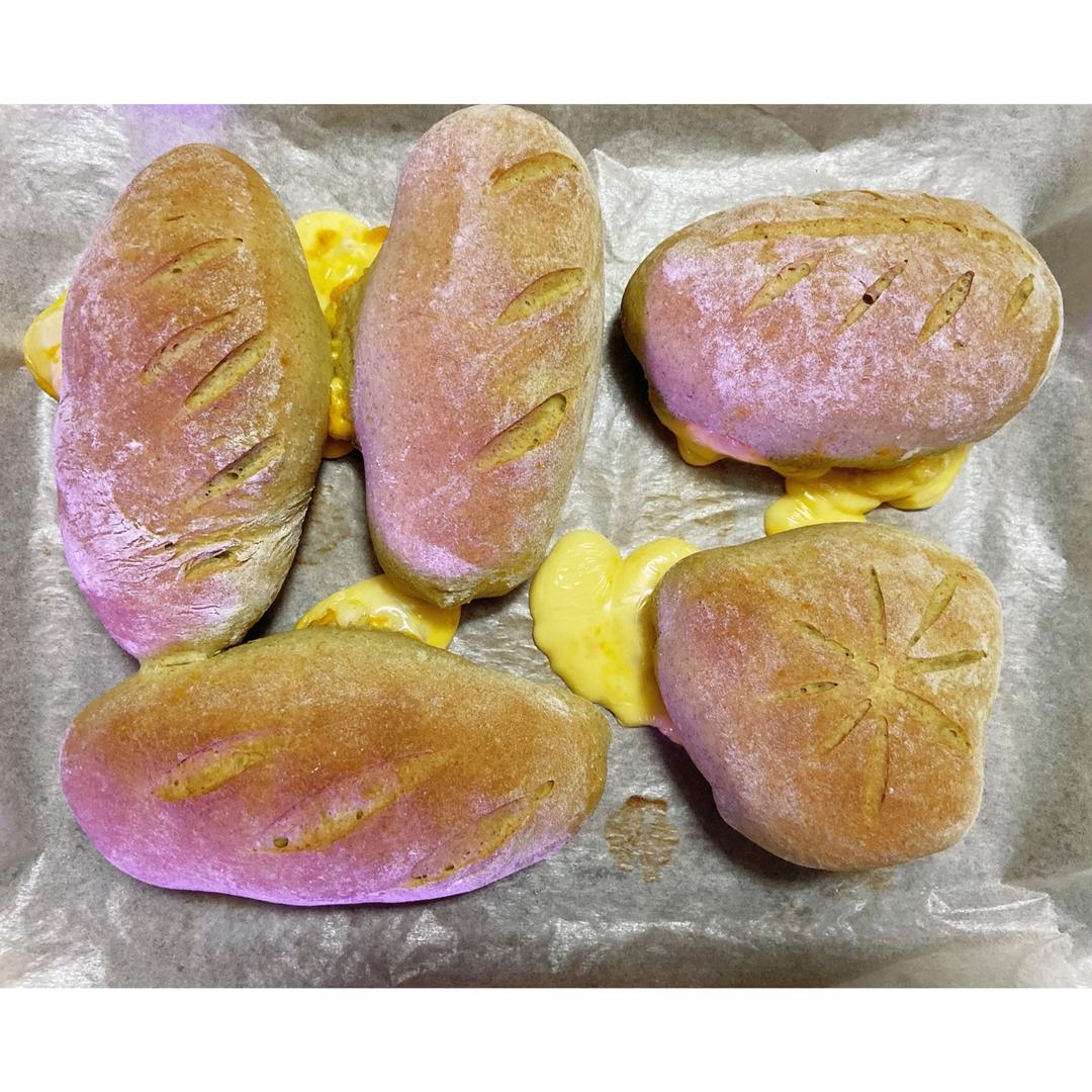 蛋黄芋泥肉松麻薯欧软包（黑麦欧软）软欧包-无需手套膜，低糖少油健康版