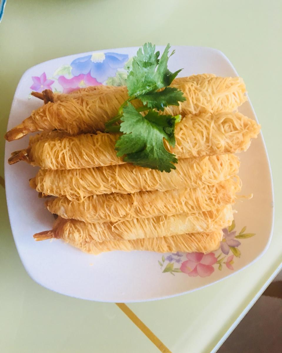 简单的生活1做的油炸面线虾
