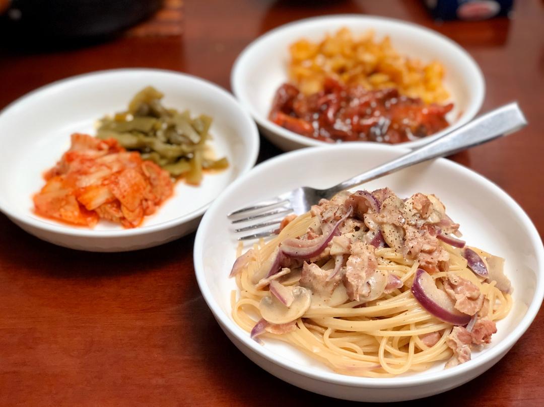 低卡伪白酱奶油培根蘑菇意大利面｜#Healthymeals# 减脂必撸02
