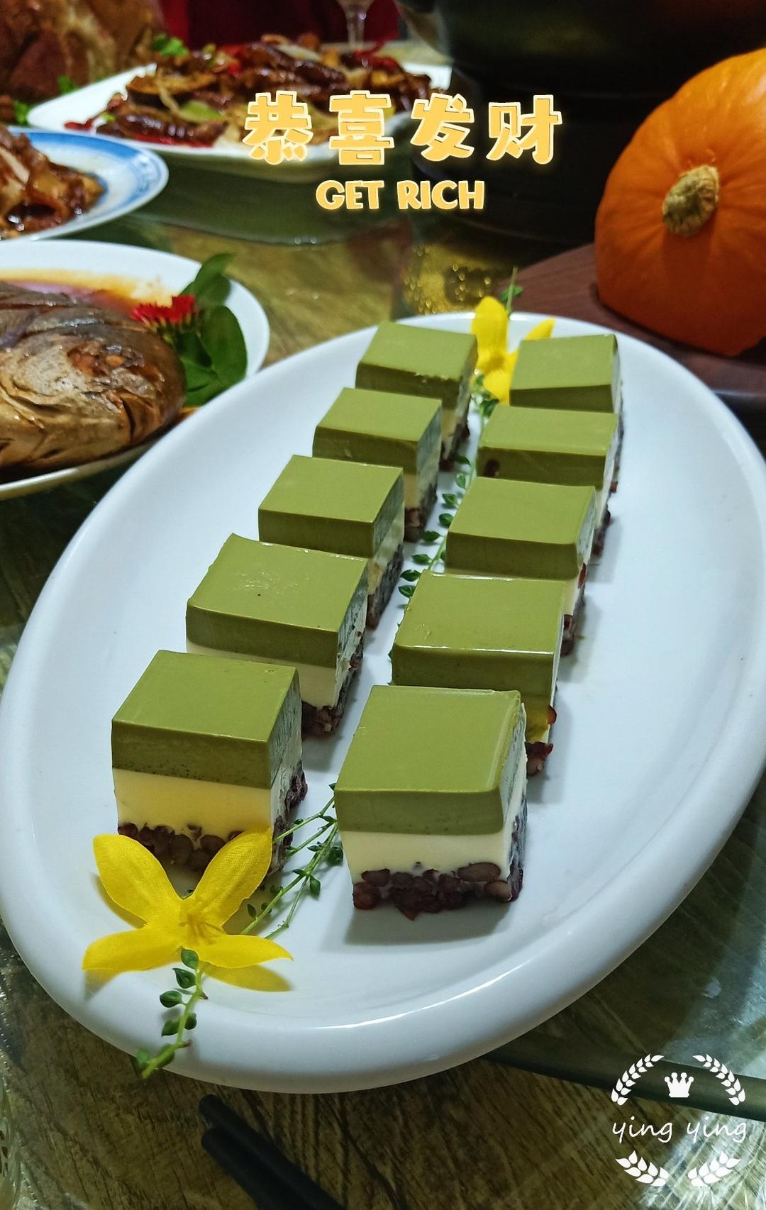 入口即化❗️好看又好吃的抹茶红豆奶糕