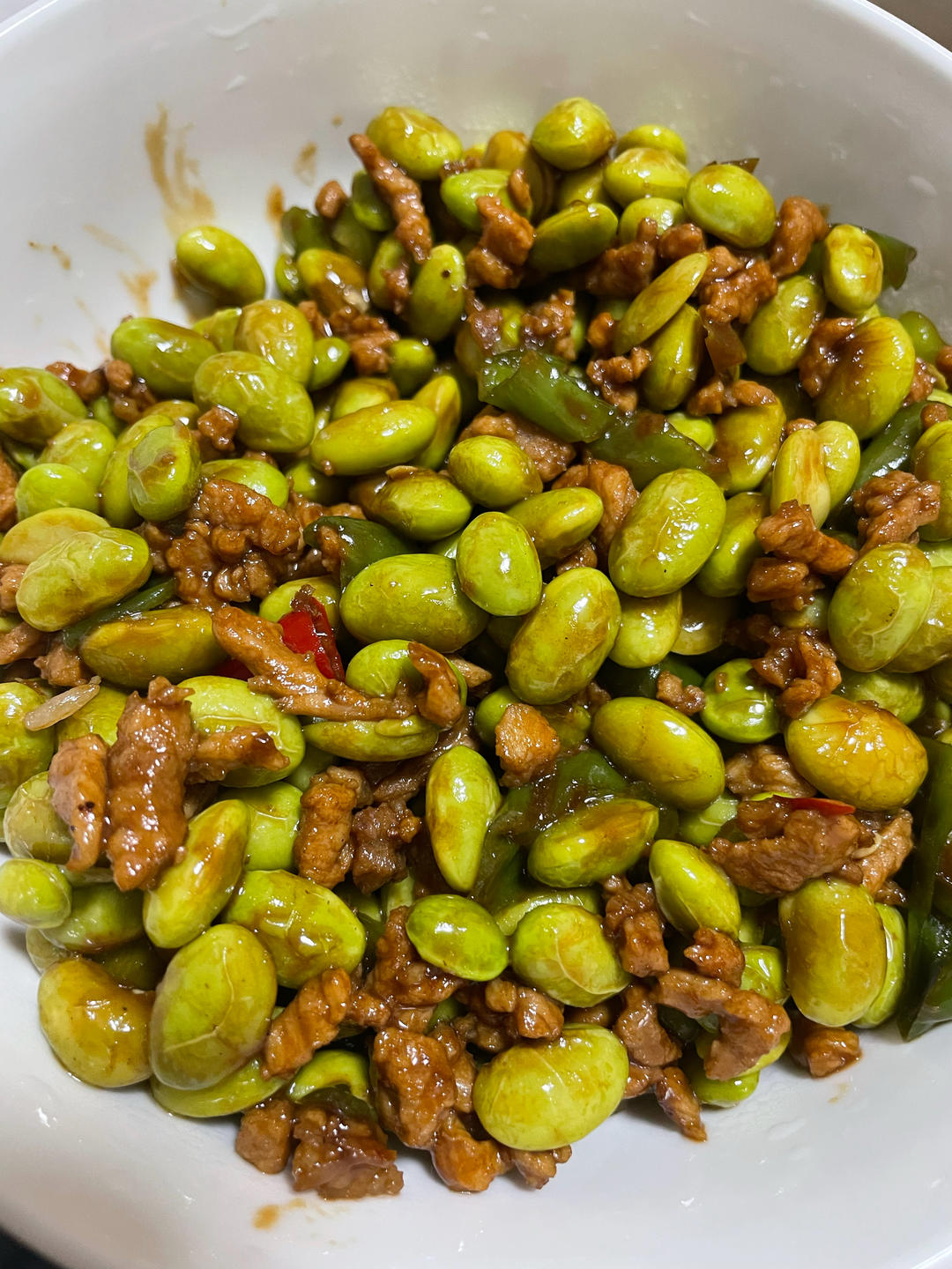 毛豆米炒肉沫