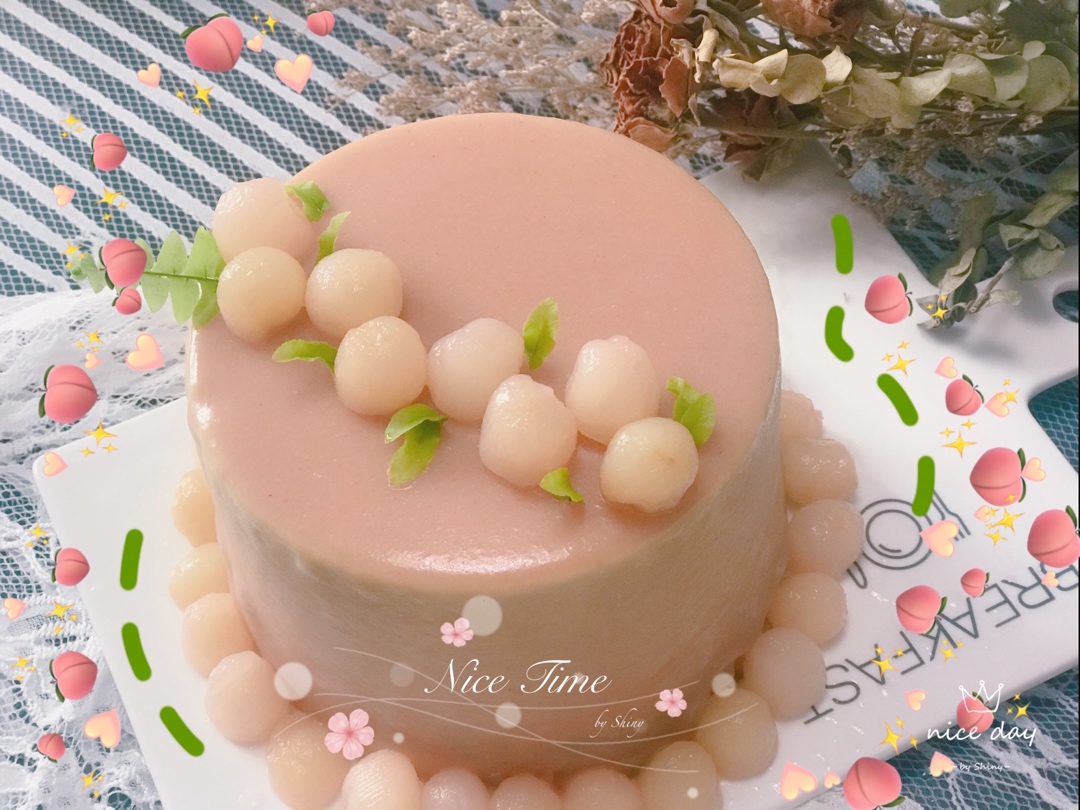粉红少女心桃子慕斯蛋糕