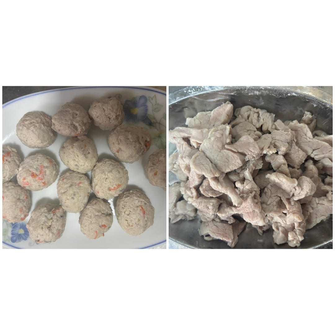 山药菌菇胡萝卜里脊肉丸&滑炒里肉片（预制熟版）