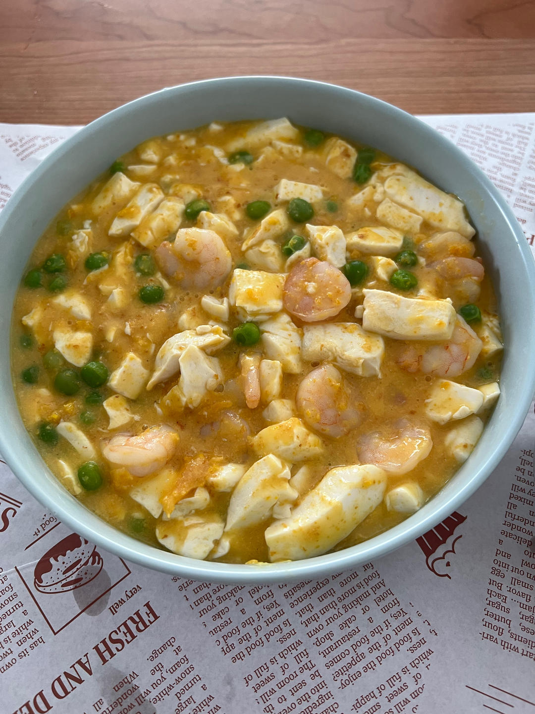 咸蛋黄虾仁烩豆腐