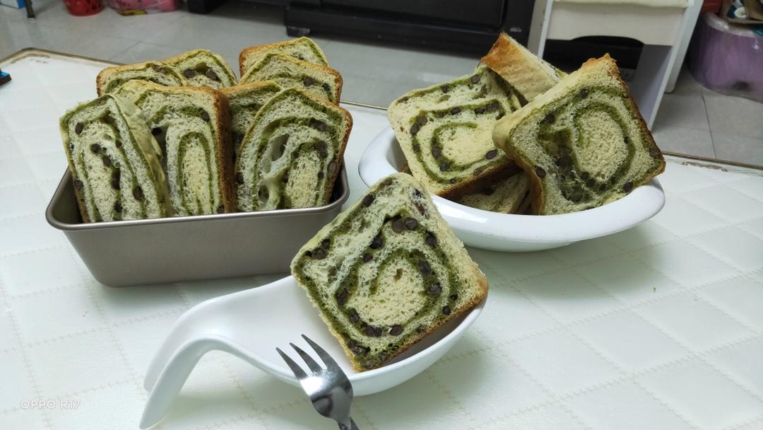 抹茶红豆馅吐司