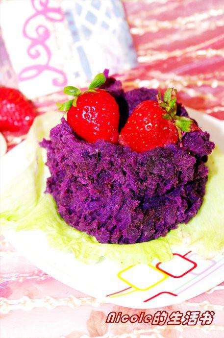 椰香草莓紫薯泥的做法