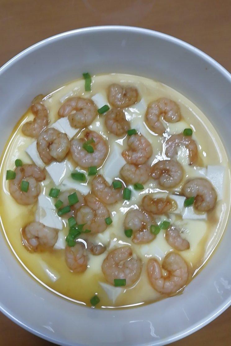 虾仁豆腐蒸水蛋