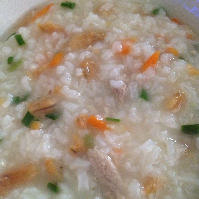 虾干肉末粥