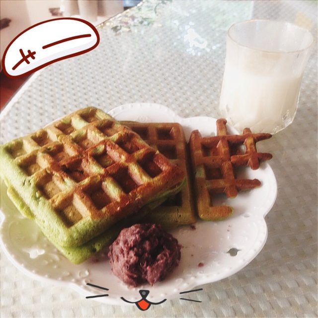 抹茶红豆燕麦华夫饼