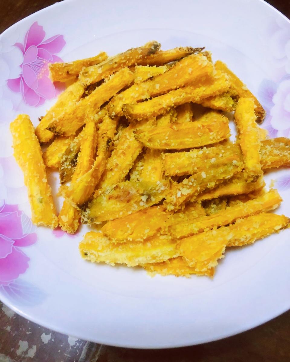 椰蓉烤红薯条（健康夜宵）