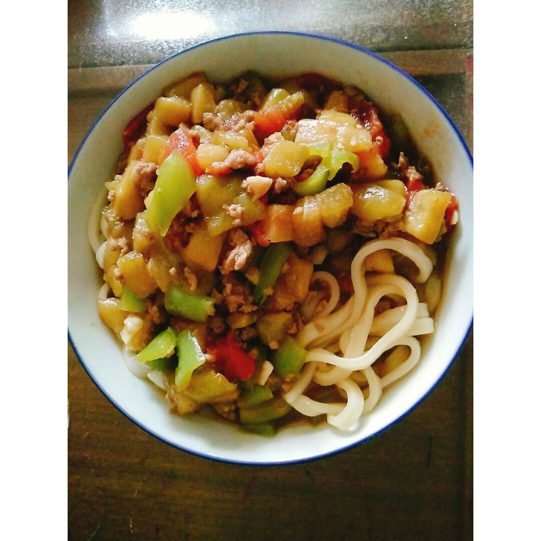 茄子肉丁打卤面